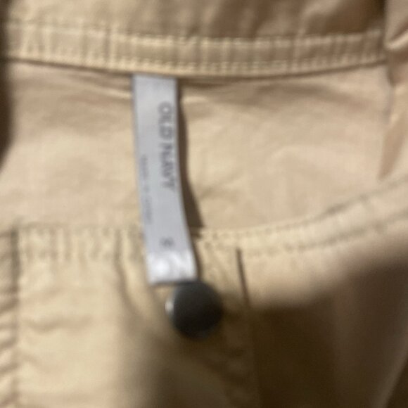Old Navy Jacket Womens Medium Utility Tan Windbreaker Full Zip Buttons Cinched - Picture 2 of 7